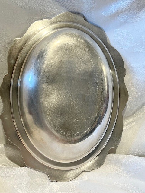 Silver colored Oval/ serving bowl