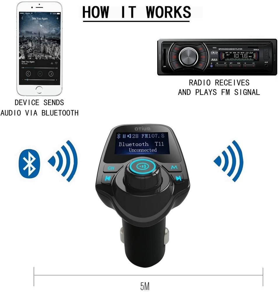 Bluetooth 5.0 Wireless FM Transmitter USB Charger Aux Adapter MP3 Hands-free Car