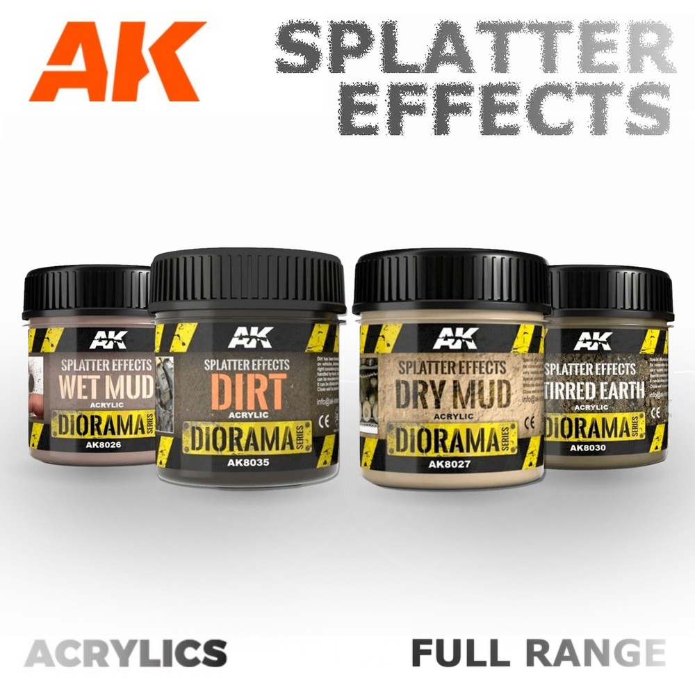 AK Interactive: Splatter Effects - Dirt & Mud - Texture Paste - 100ml - Range