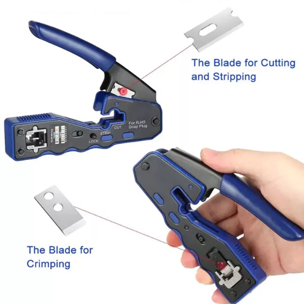 RJ45 Crimper Tools Pass Through Crimping Tool Kit Network Cable Connector Kit