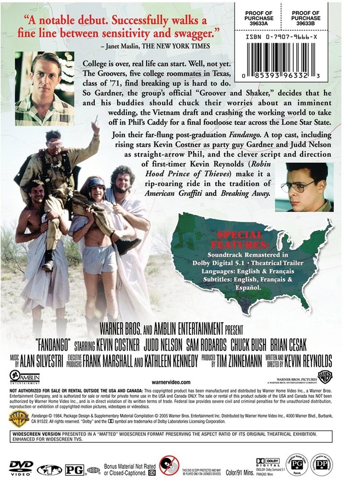 Fandango DVD Kevin Costner NEW