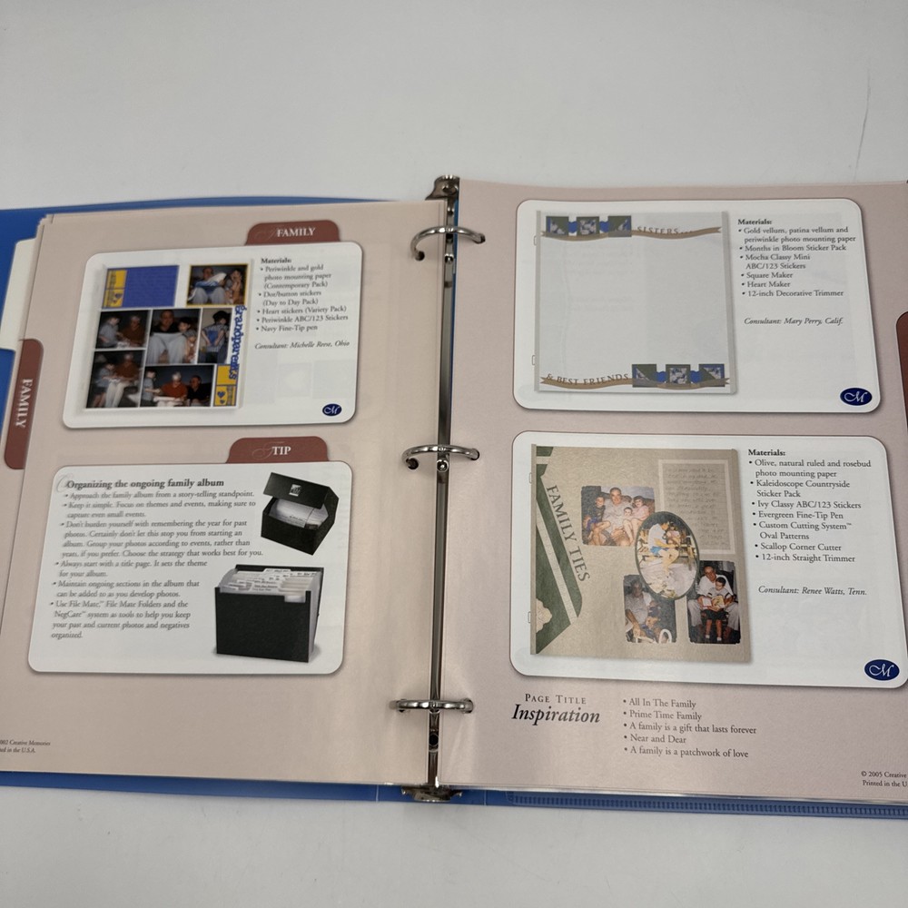 Creative Memories Scrapbooking Full Idea Page Patterns Organizer Binder 2005