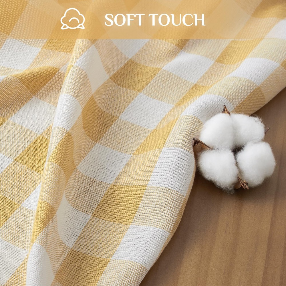 Softalker Checkered Tablecloth 55" x 84" (Rectangular), Yellow Plaid