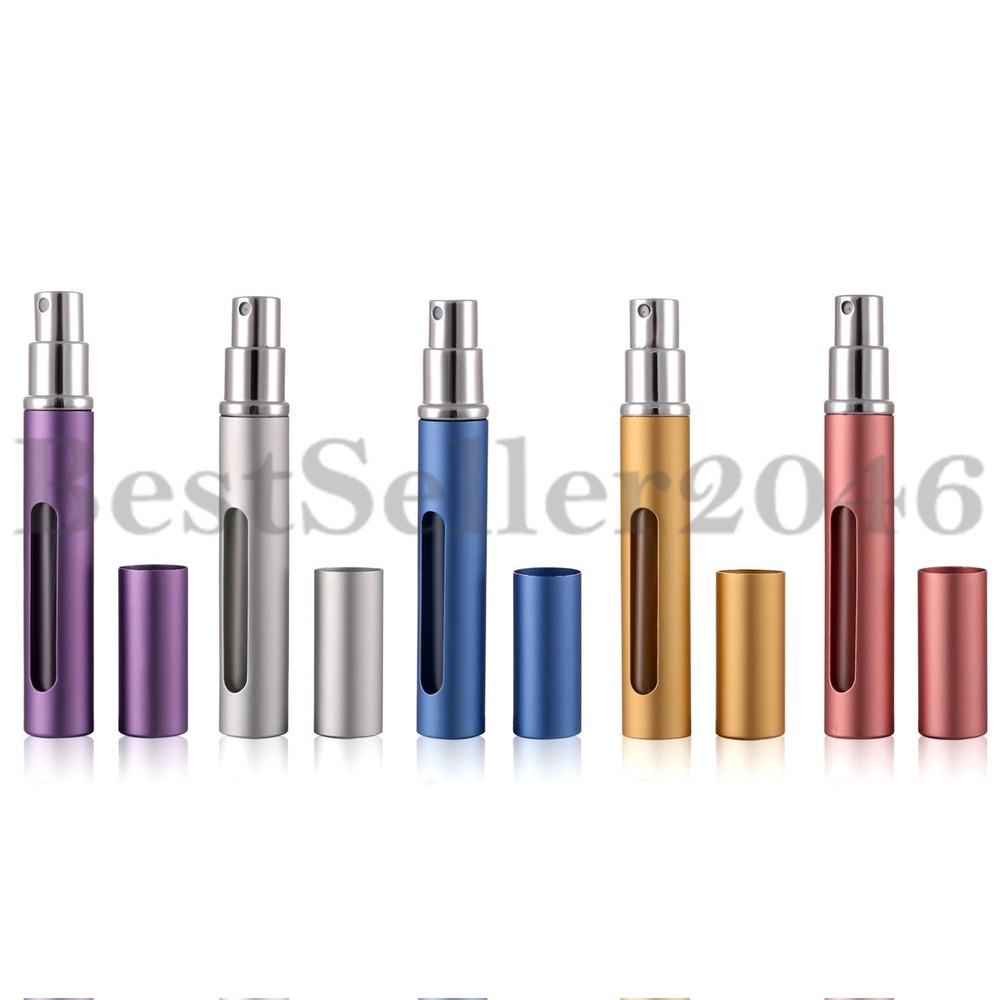 10pc Mini Refillable Travel Portable Perfume Atomizer Bottle Spray Pump Case 5ml