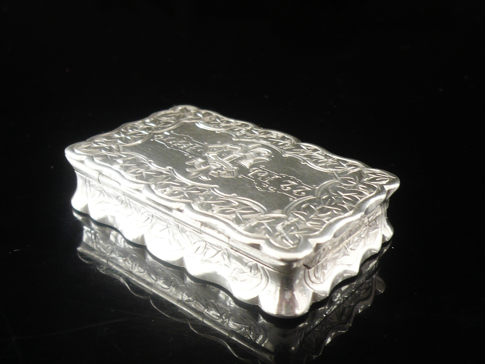 Sterling Silver Snuff Box, George Unite, Antique Birmingham 1890