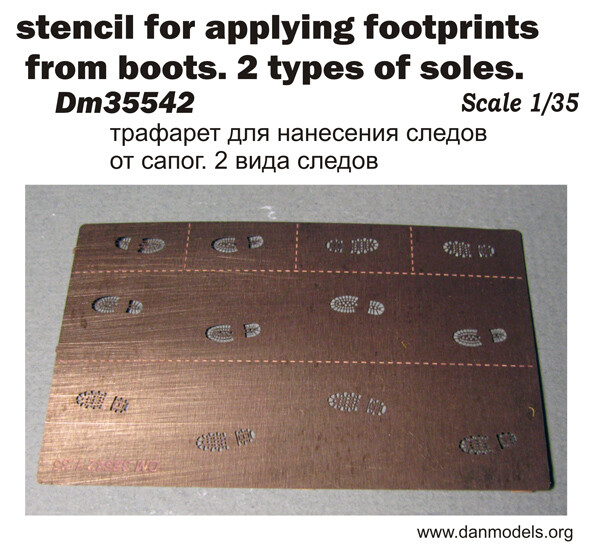 Dan Models 35542 Stencil for Applying Footprints from Boots. 2 Types 1/35