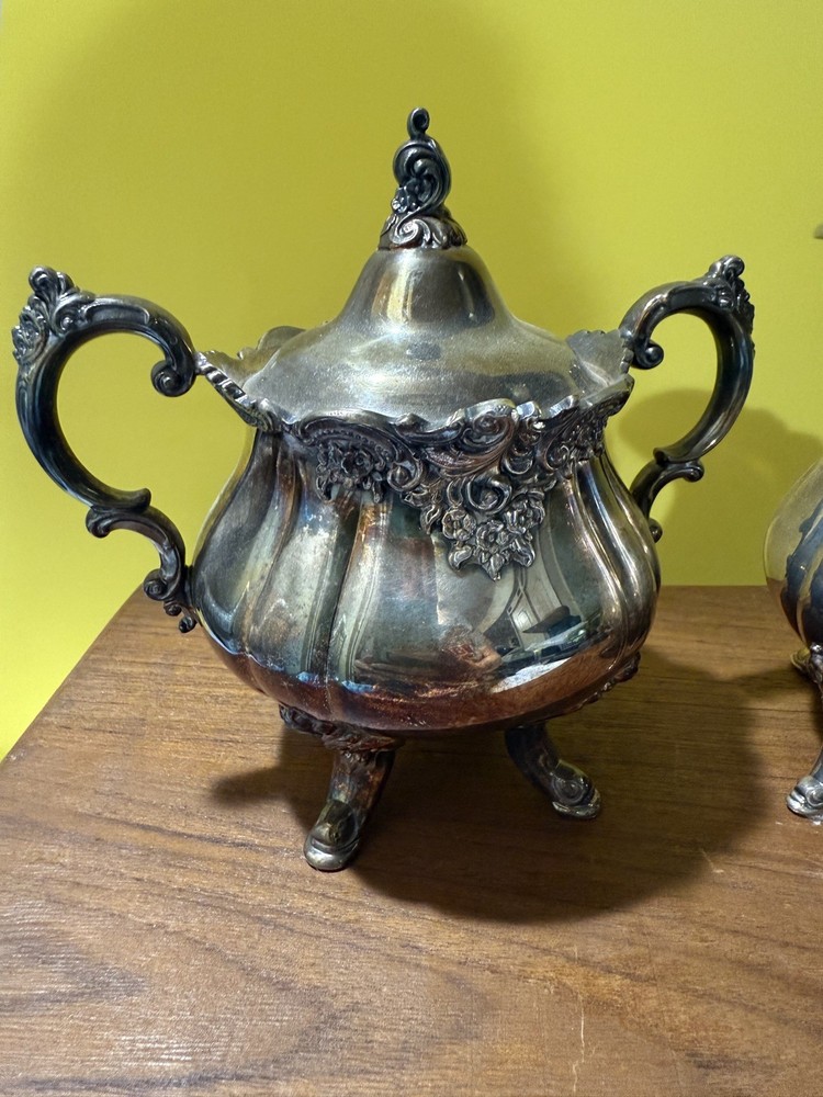 Wallace Baroque Silverplate Coffee Cream and Sugar Set