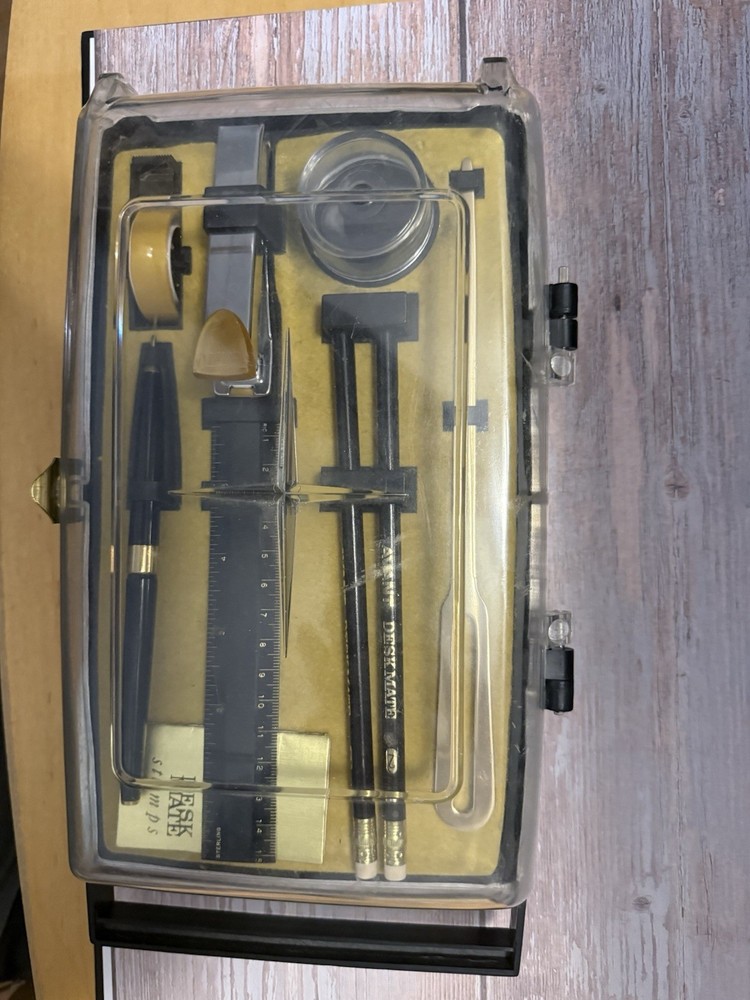 Vintage Drafting Tool Set w/ Case – Sterling Ruler, Compass, Pencils – Architect