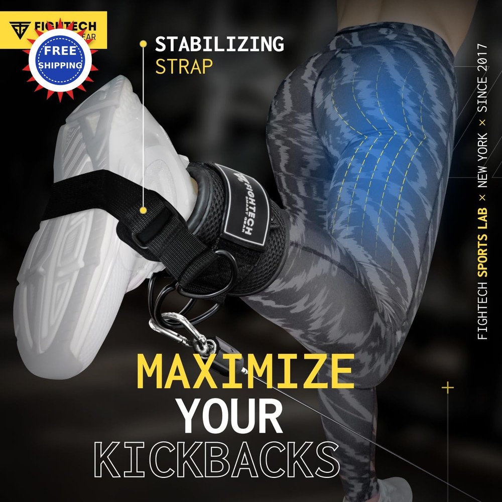FIGHTECH Ankle Straps Cable Machine Attachment Gym Cable Kickback Padded Ankle