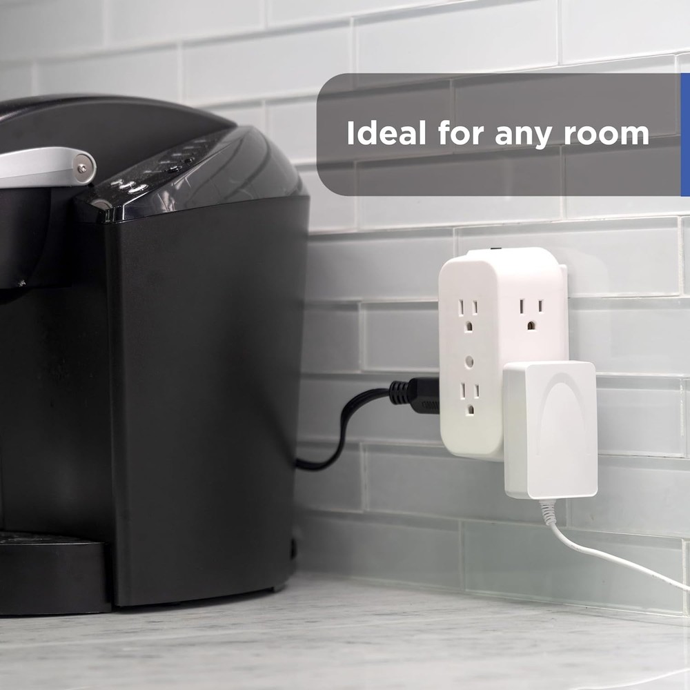 Space-Saving 6-Outlets Power Strip with Reset Button - Listed White Adapter