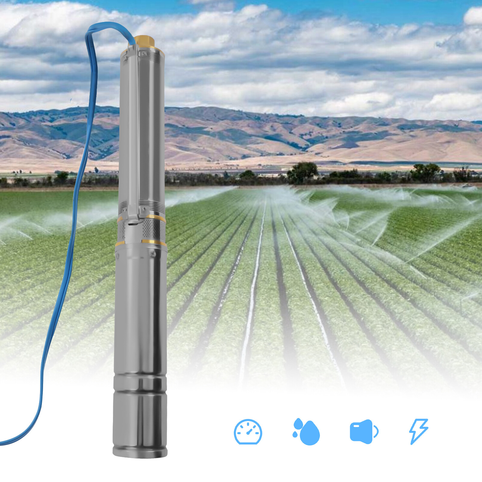 1.5HP Deep Well Water Pump 110V Submersible Stainless Steel 295ft 24GPM New！