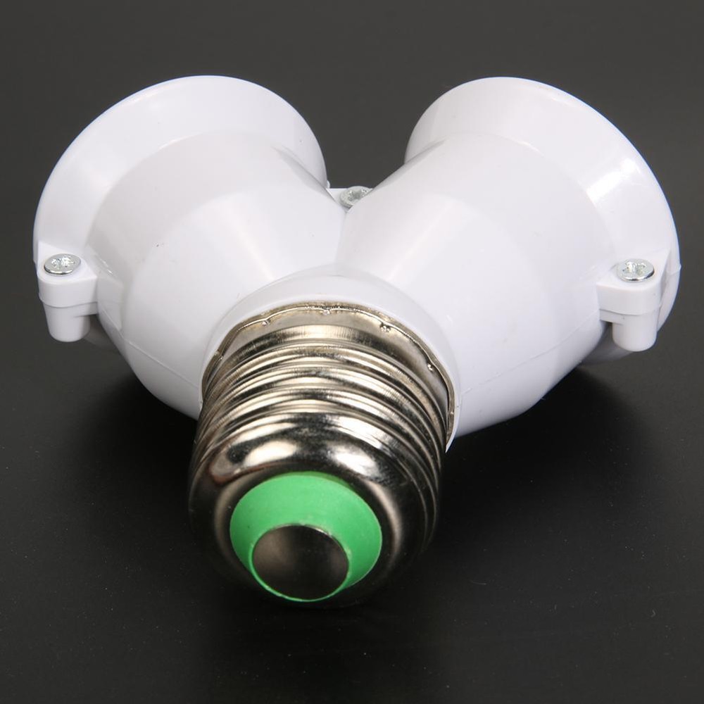 2 in 1 E27 Lamp Socket Splitter Adapter Light Double Y Bulb Base Stand Holder 2X