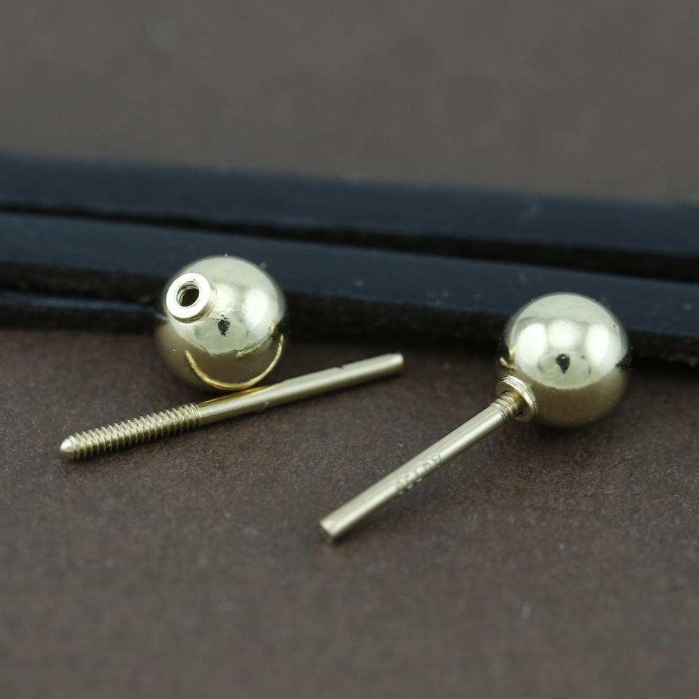 Genuine 18CT Solid Gold Screw Posts & Balls 5mm - 1 Pair Set