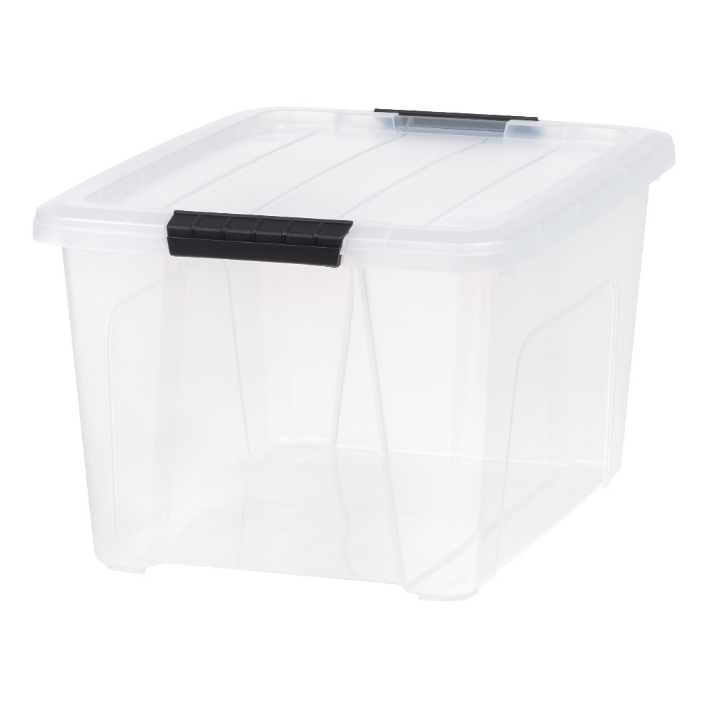 Large 32 Quart Plastic Storage Bin with Lid, Stackable Tote Container Box