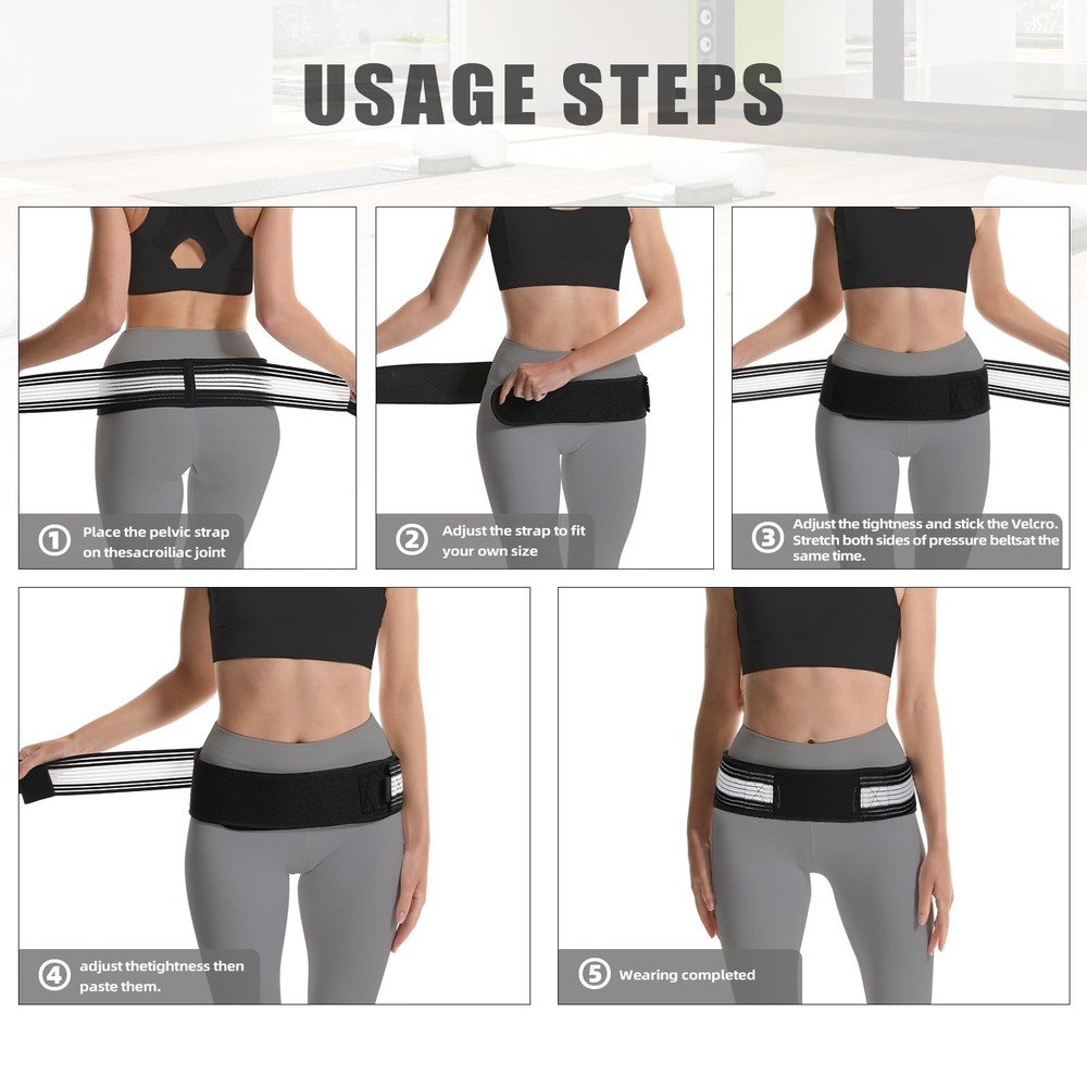 Sacroiliac SI Joint Hip Brace with Dual-Compression Tech - Sciatica & Lower B...