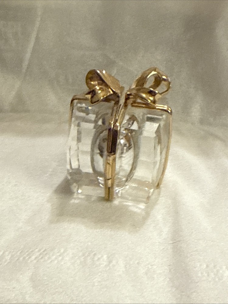 Swarovski Gold Toned Present Box Desk Clock