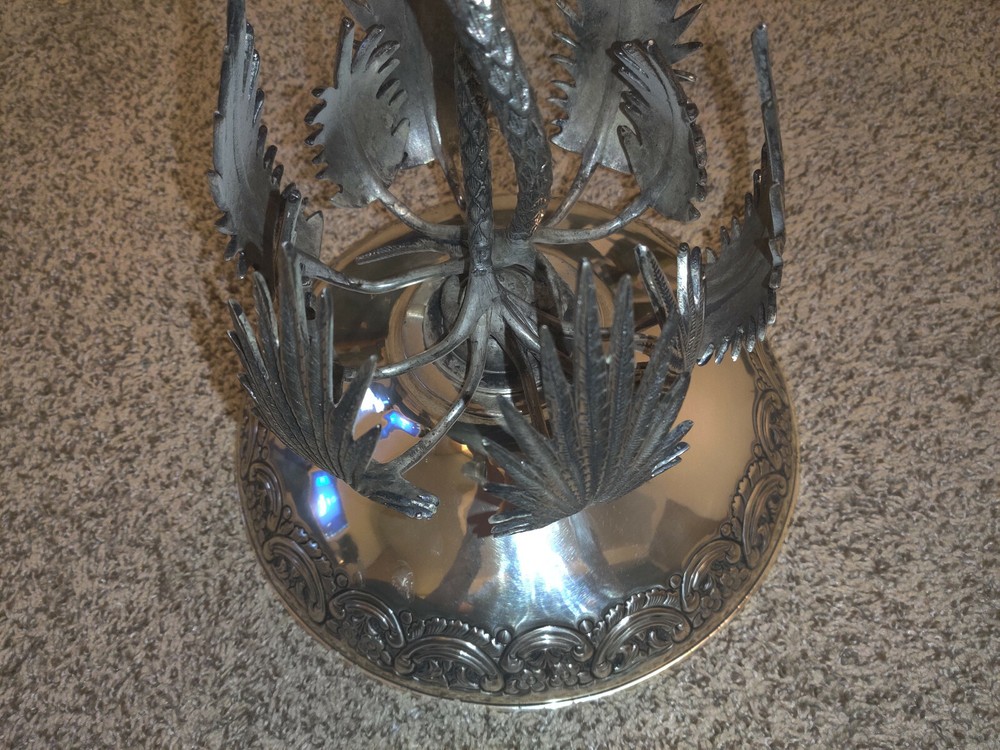 JIJ DESIGN Electro plated nickel silver ELEPHANT UNDER PALM TREE PLANT/BOWL