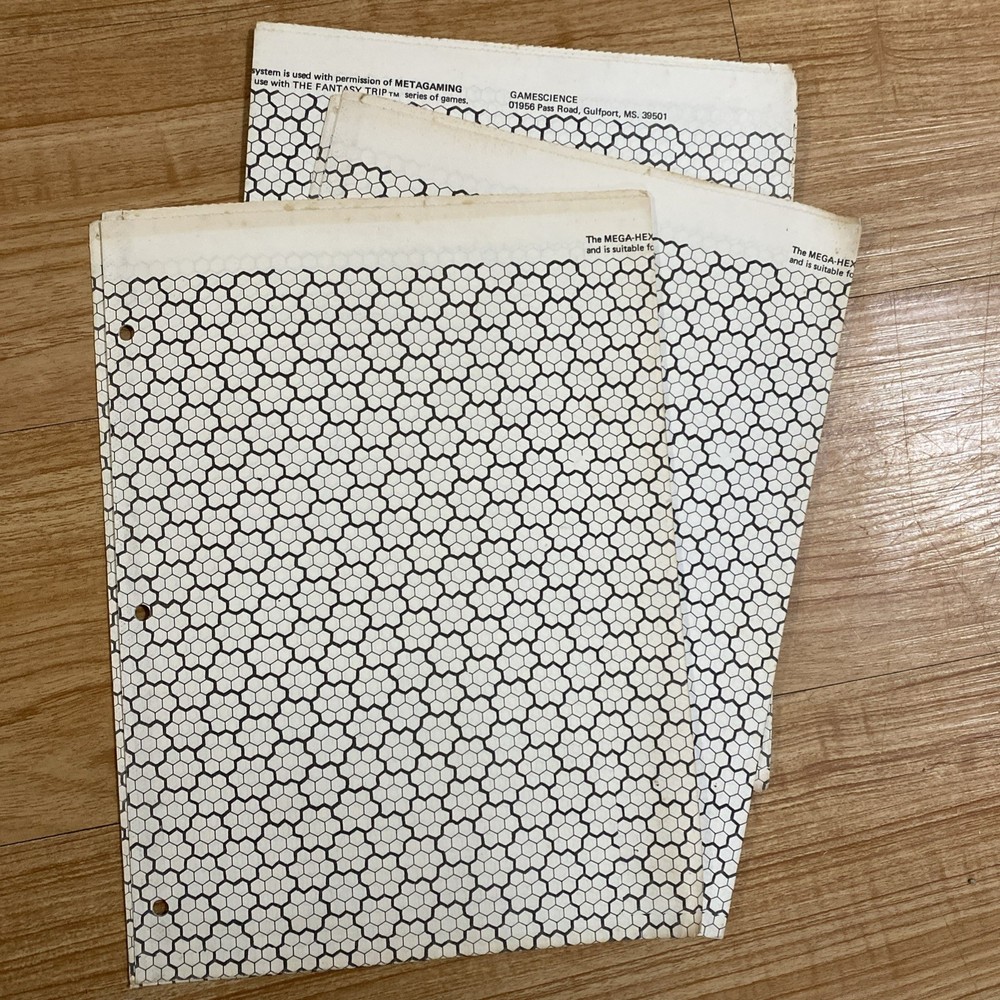 (3) Vtg RPG Gamescience Mega-Hex Sheets 16mm Wargaming D&D 22 x 35 *See Notes*