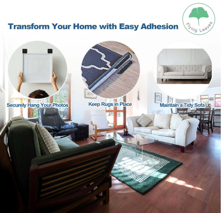 20 Sets Heavy Duty Hook & Loop Adhesive Strips 1x4” Black Sticky Back Fastener