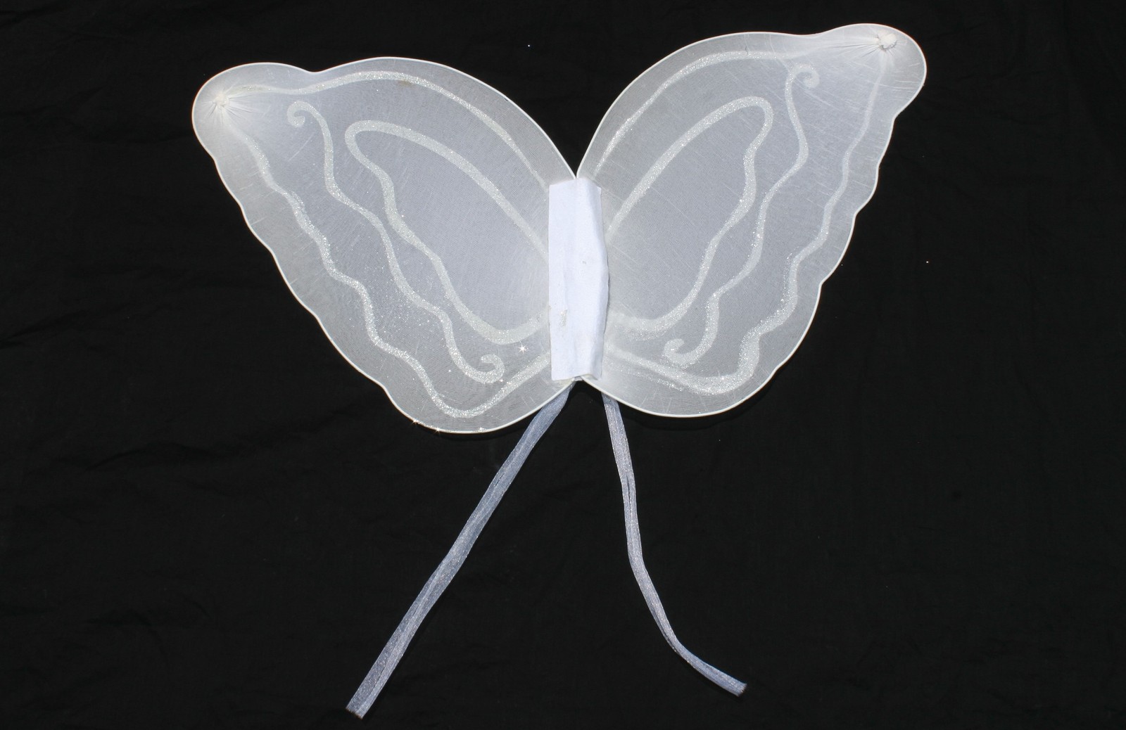Butterfly Wings White and Silver Child 16 1/2 x 9"