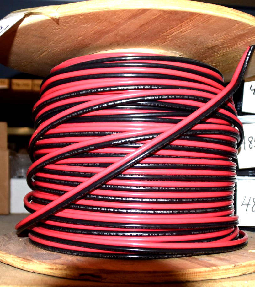100 FT. Battery Cable, Bonded , 8 AWG, 600V UL 1028/1231  RED/BLACK   FREE SHIP!