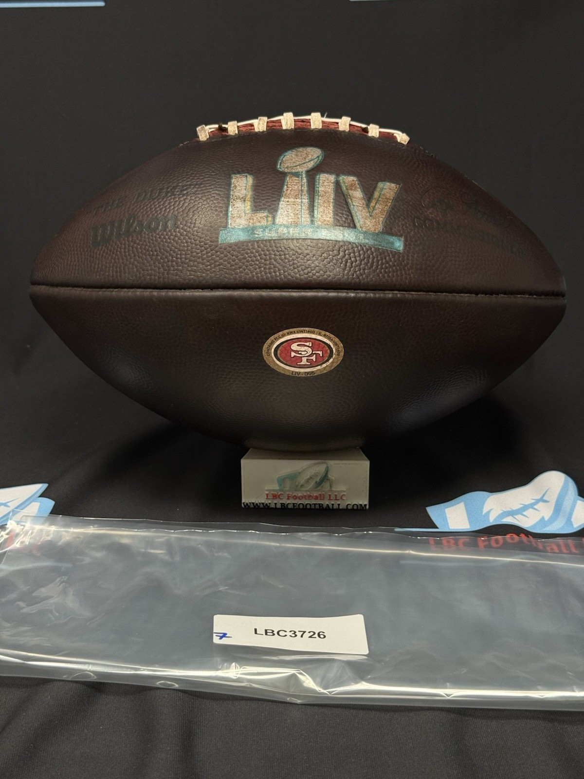 San Francisco 49ers Game Issued Super Bowl LIV Game Ball# 095 w/ 49ers COA
