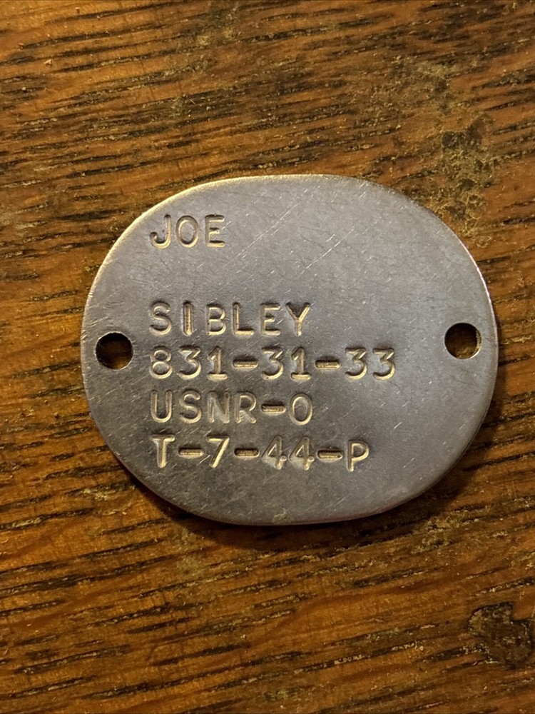 Original Vintage WWII American U.S. Navy Identification Dog Tag Joe Sibley