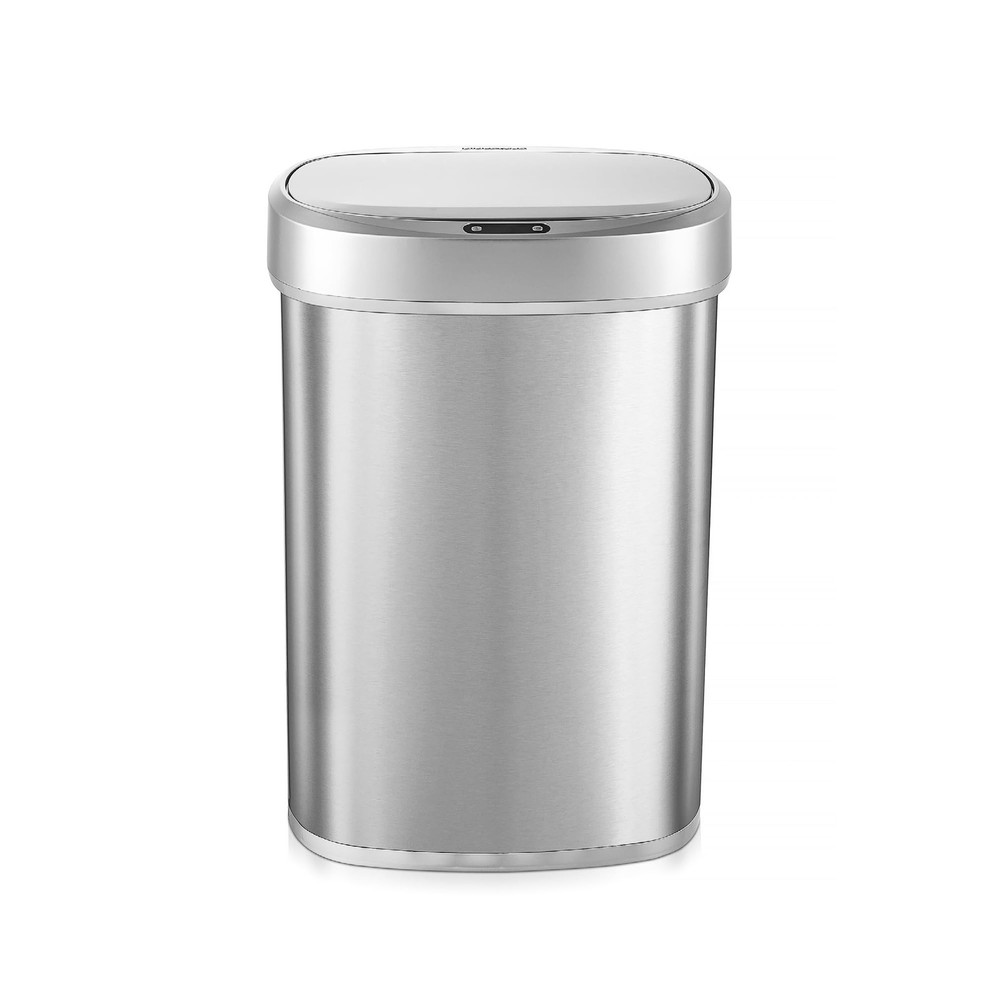 Ninestars DZT-50-49 Automatic Touchless Motion Sensor Oval Trash Can with Bla...
