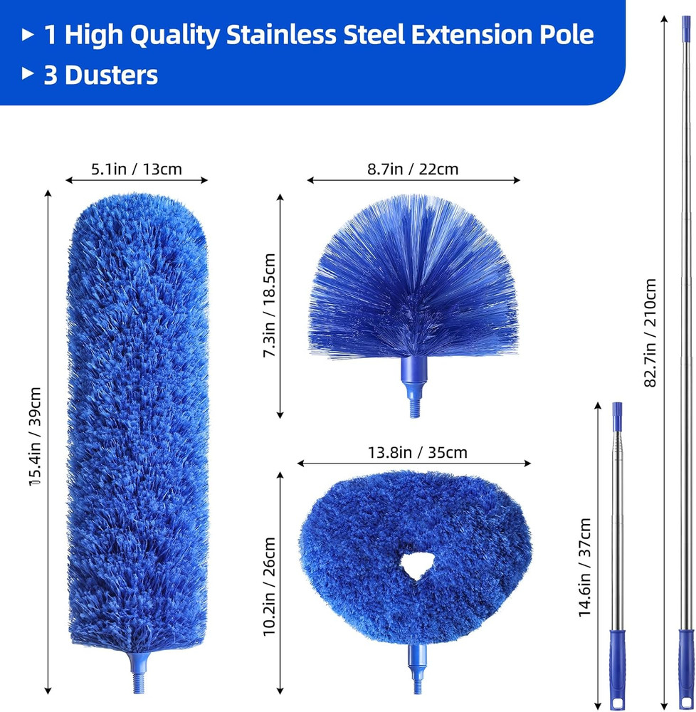Microfiber Duster for High Ceiling Fan Blades, Cobweb with Extension Pole Adjust