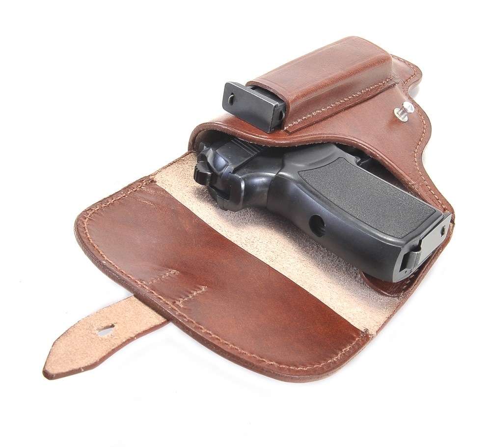 Premium Drum Dyed Leather Makarov Holster with Magazine Pouch Factory Second