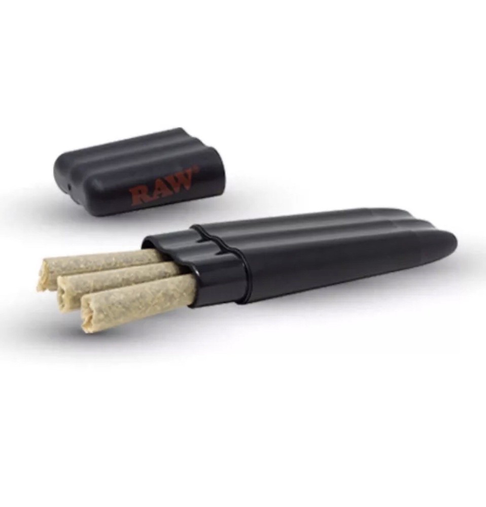 RAW black 1 1/4 size pre rolled cone + Raw Three Tree Cone Case