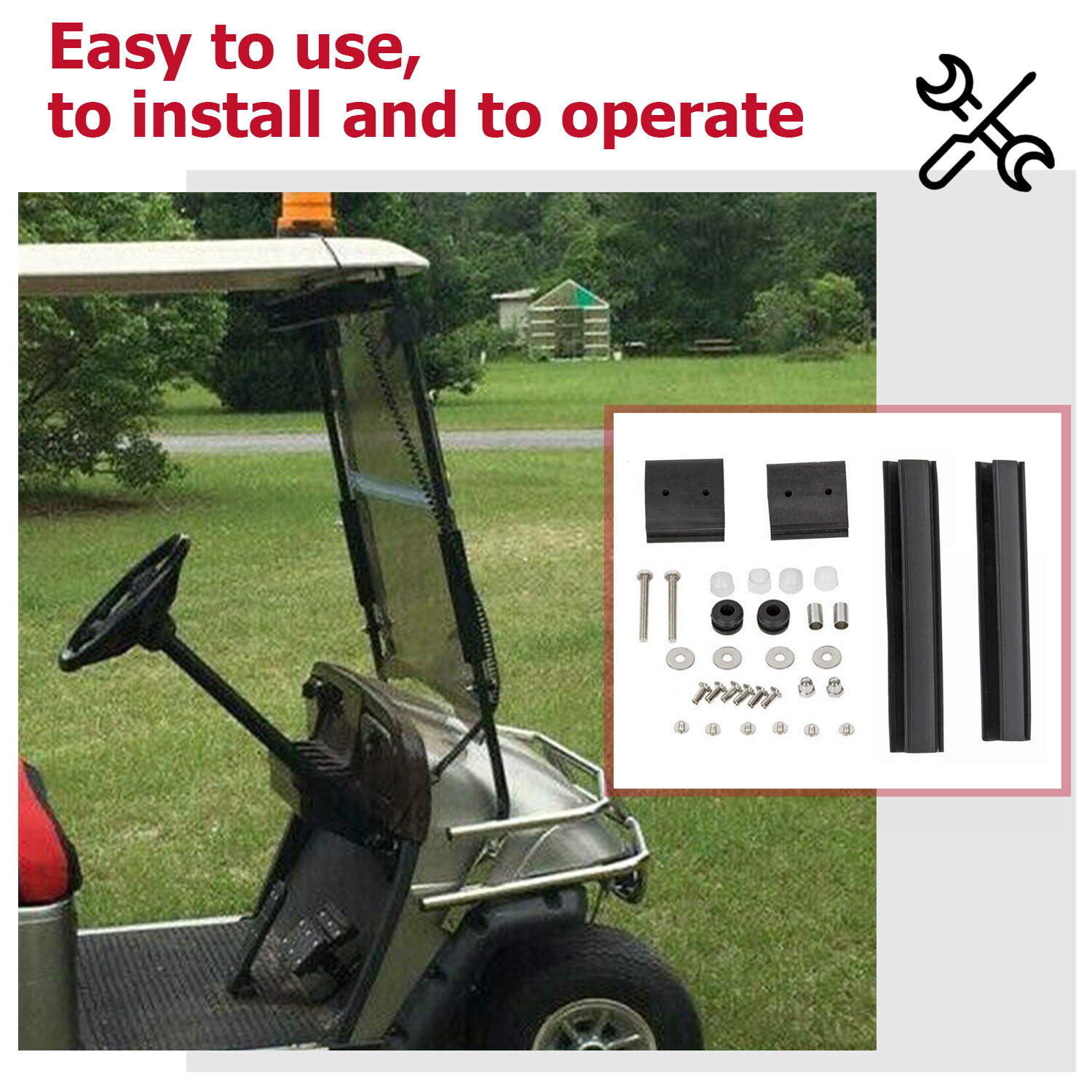 Folding Golf Cart Tinted Windshield Windscreen For EZGO TXT 1994-2013 2014