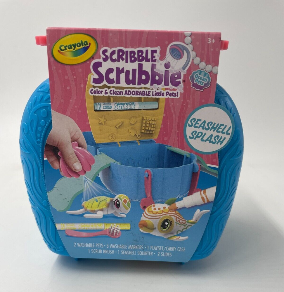 NEW Crayola Scribble Scrubbie Seashell Splash Set with 2 Pets + Case + More