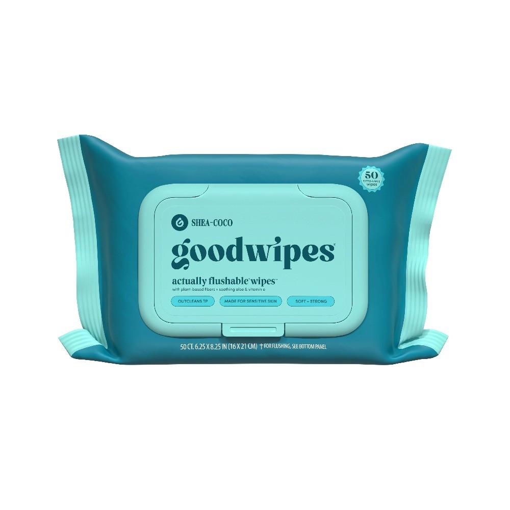 Flushable Butt Wipes, Shea-Coco Scented, 3 Pack, 150 Total Wipes