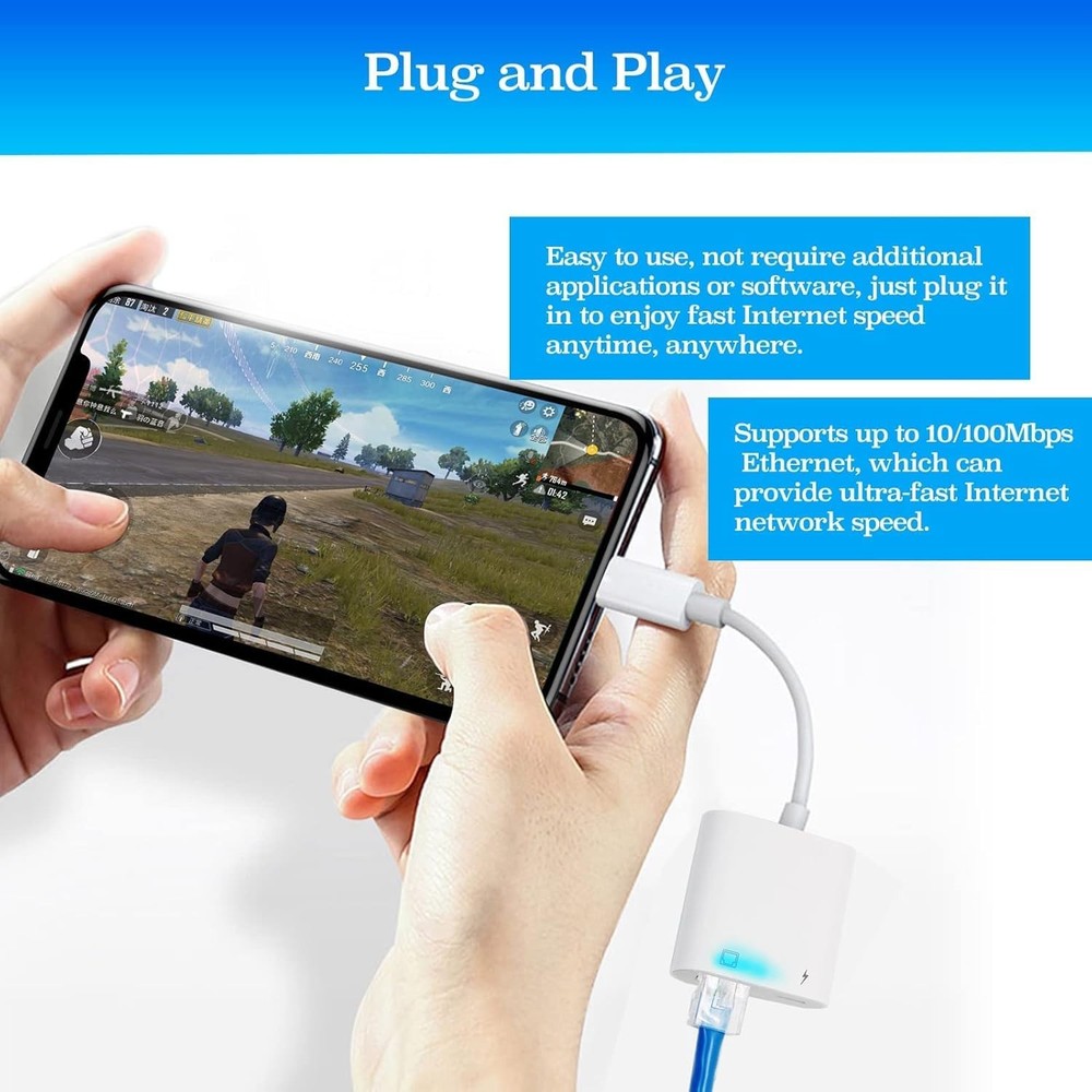 Lightning to Ethernet Adapter with Charging for