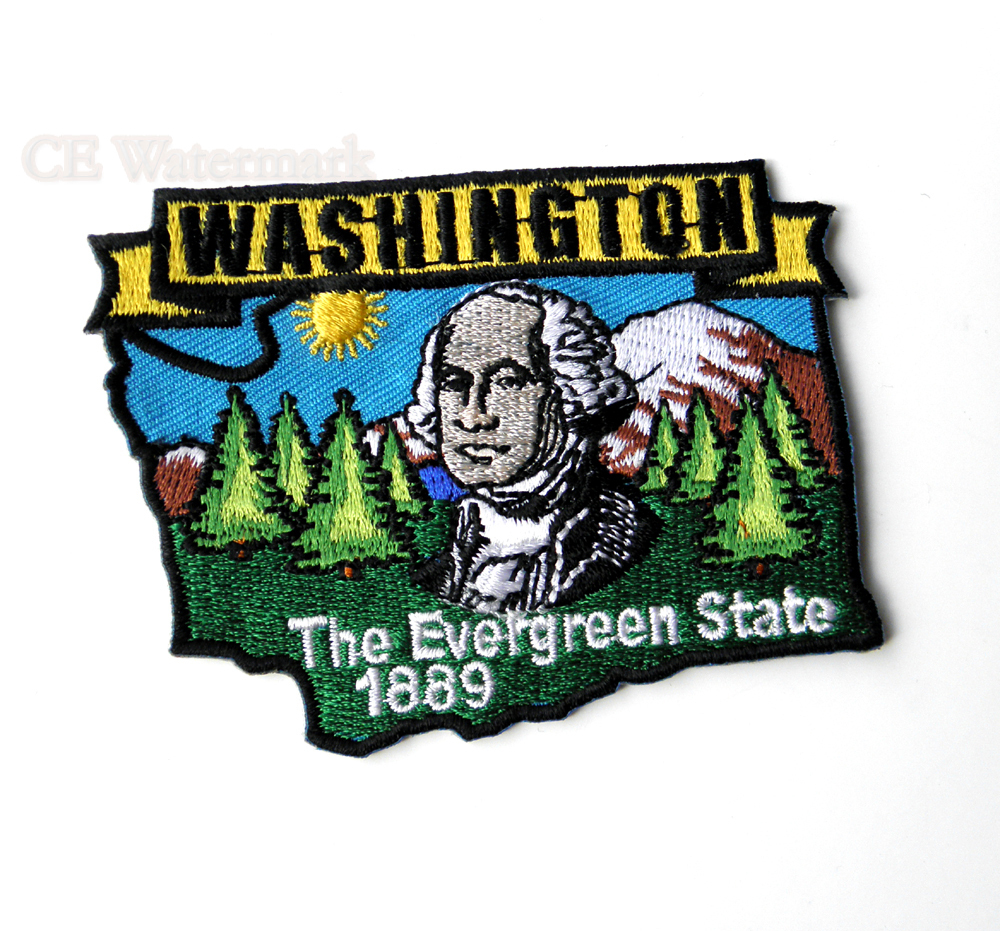 US WASHINGTON STATE NAME MAP EMBROIDERED PATCH 3 INCHES