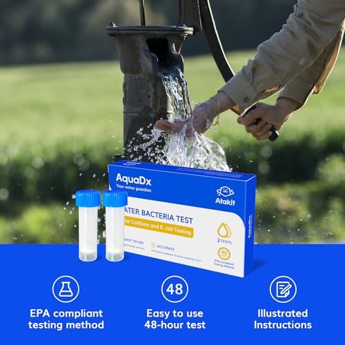 AquaDx 2 Pcs Water Bacteria Test Kit Total Coliform and E.coli Testing for