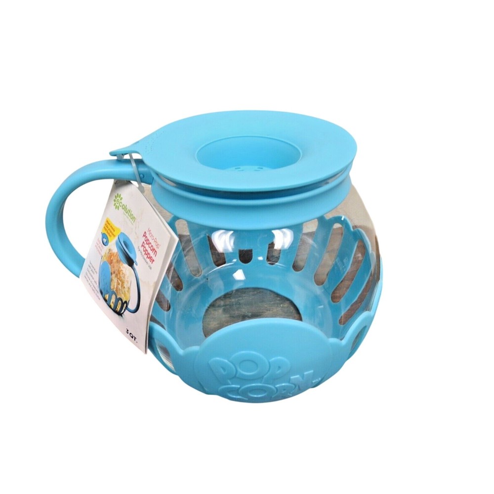 Ecolution Micro-Pop Microwave Popcorn Popper - 3 Quart Blue New NWT 3 QT