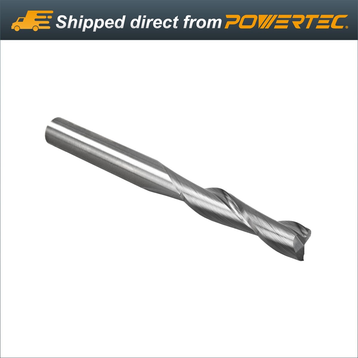POWERTEC Solid Carbide Router Bit w/ Spiral Up Cut, 1/4" Shank x 1/4 Dia (73002)