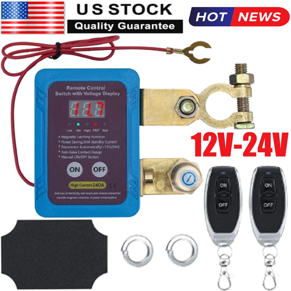 Remote Battery Disconnect Switch 12v, 240A Upgrade Smart Voltage Kill Switch