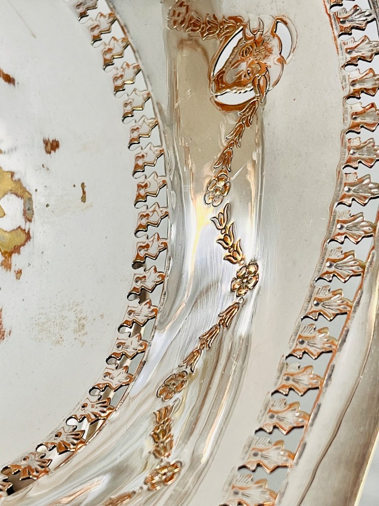 Vintage EPNS Silver Plated Footed Fruit Cake Bread Basket w/ Swing Handle