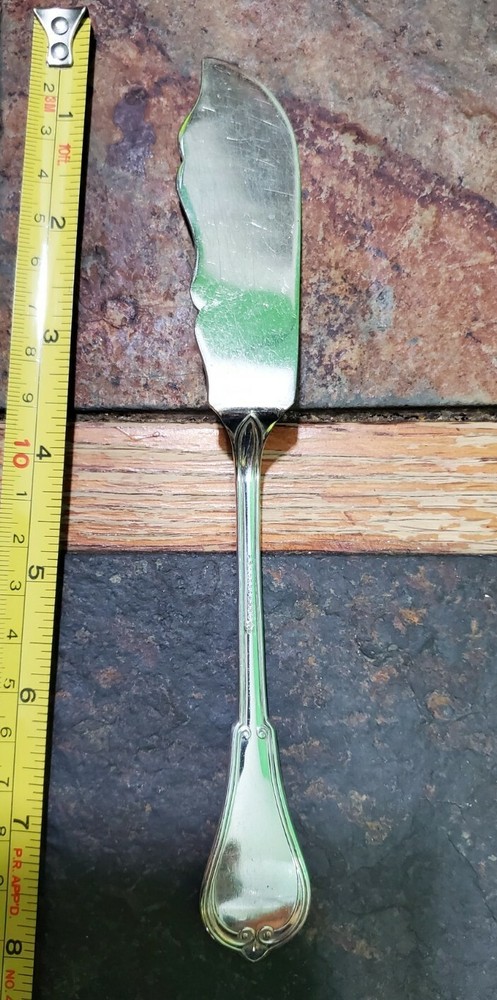 😜 RARE ANTIQUE c1874! GOTHIC PATTERN SILVERPLATED MASTER BUTTER 🧈 KNIVE 🔎👀