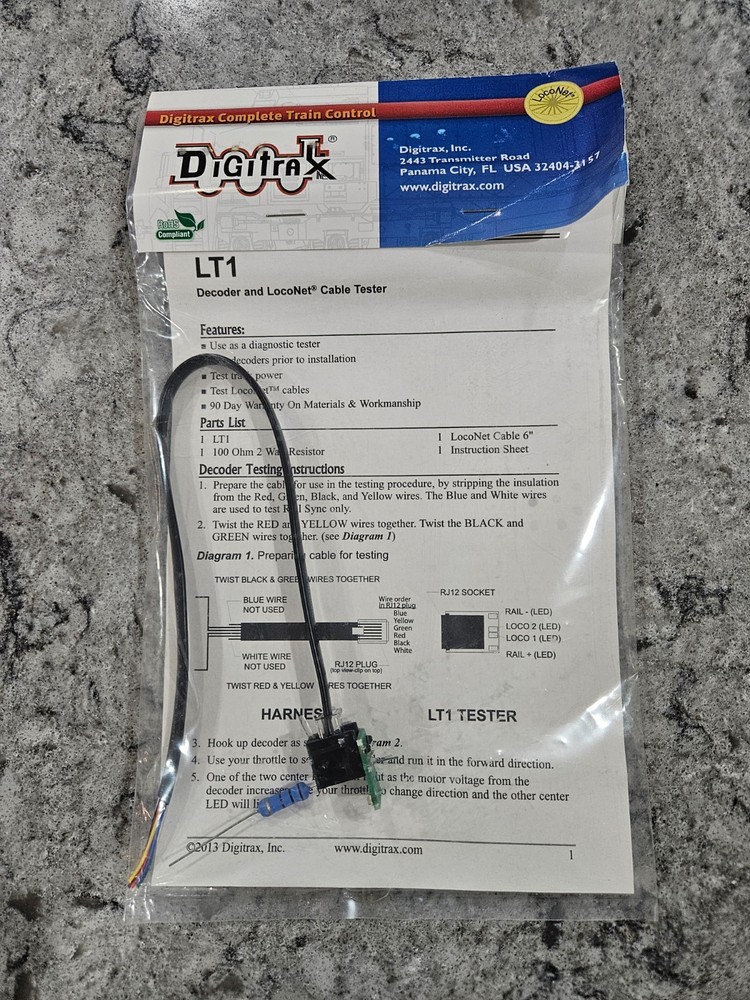 Digitrax LT1 Decoder & LocoNet Cable Tester