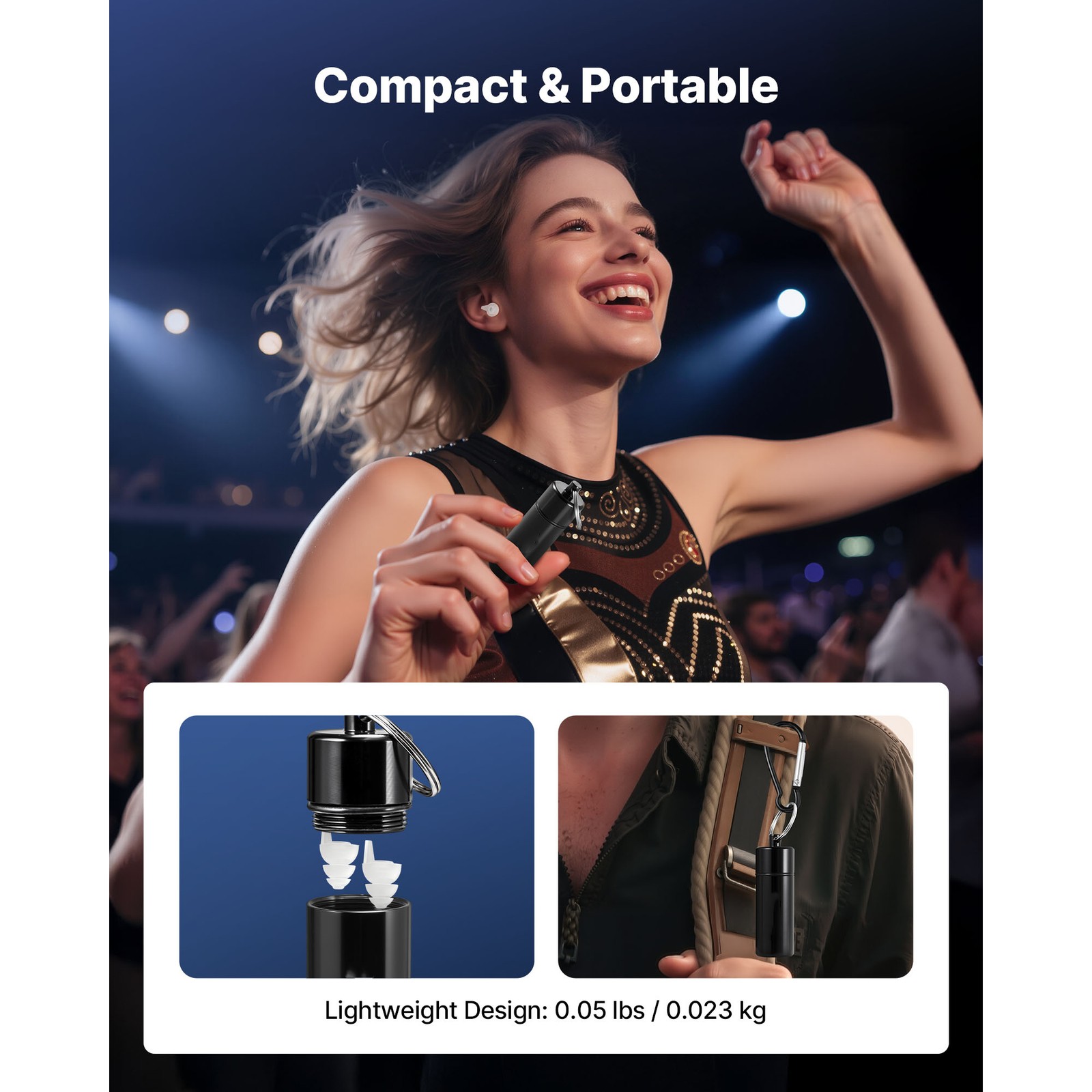 Concert Ear Plugs 2 Pairs High Fidelity SNR 27 dB Silicone Music Earplugs