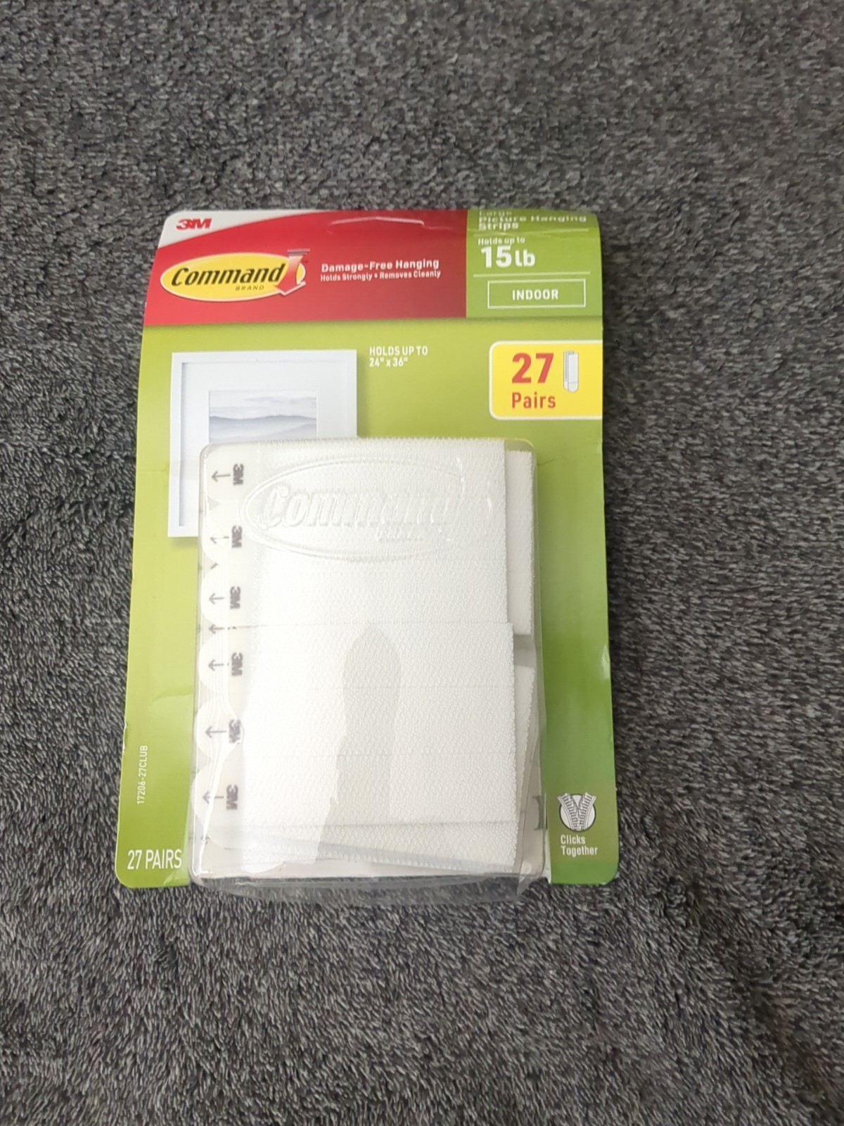 3M®️ Command Large Picture Hanging Strips, 27 Pairs/Pack Holds 15lb