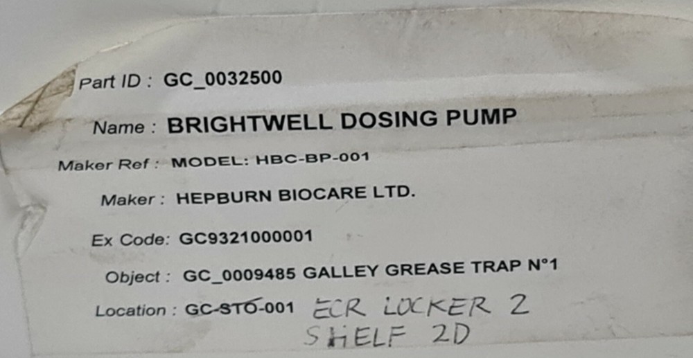 HEPBURN/BRIGHTWELL MODD2 AUTOMATIC CHEMICAL DOSING SYSTEM 111301426
