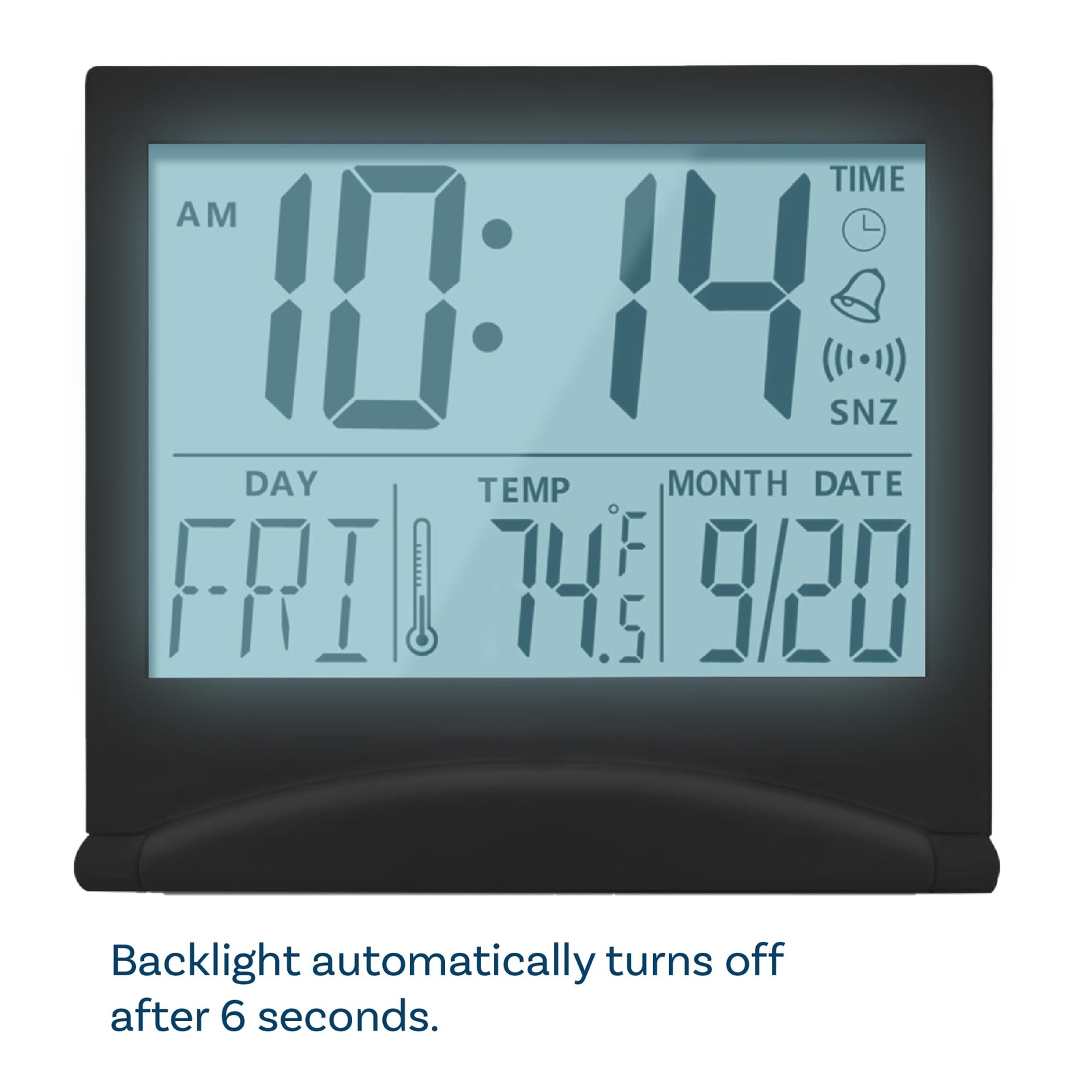 Digital Clock LCD Travel Alarm Foldable with Backlight – Digital Clock with Day,