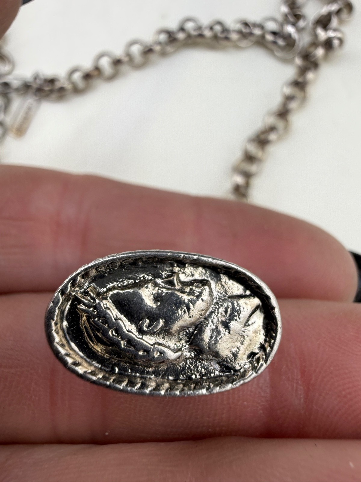 Egyptian Revival Charm Necklace Signed Lane Bryant 48”