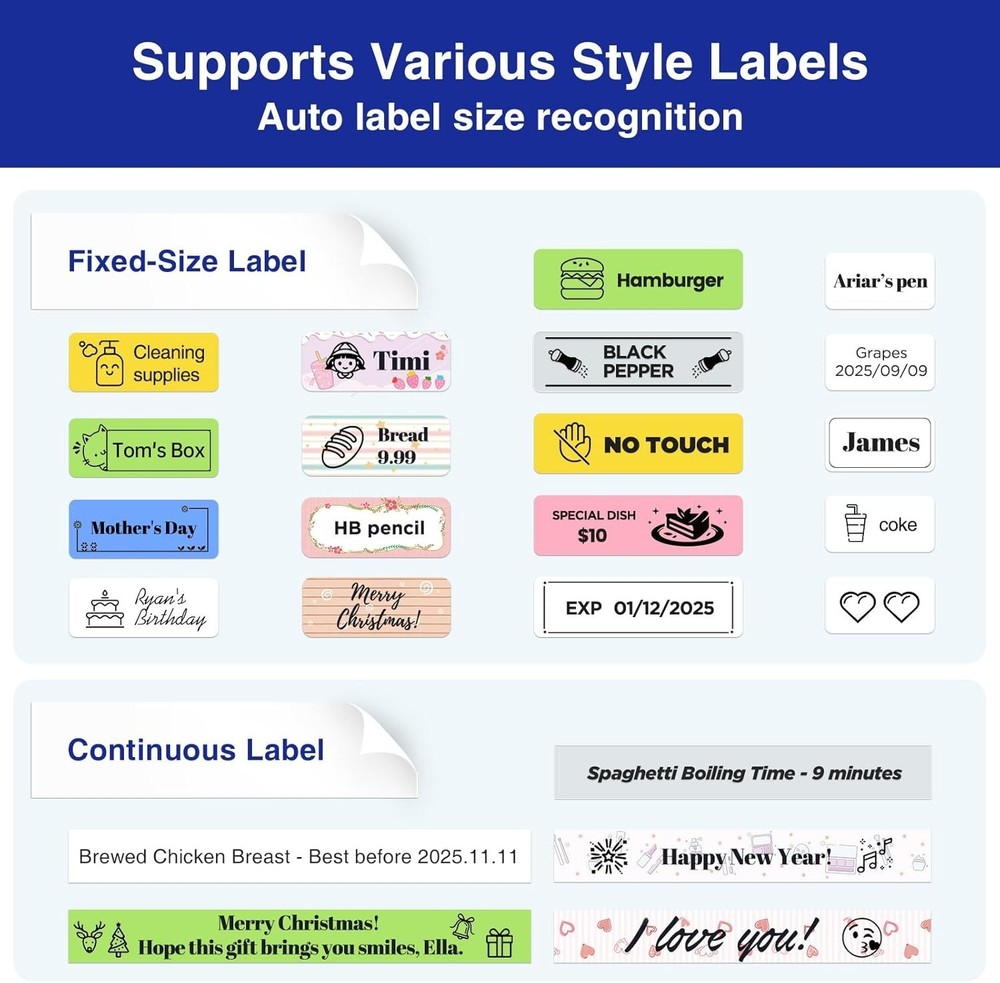 E11 Bluetooth Label Maker Machine with 4 Tapes, Support Keyboard & App with 4...