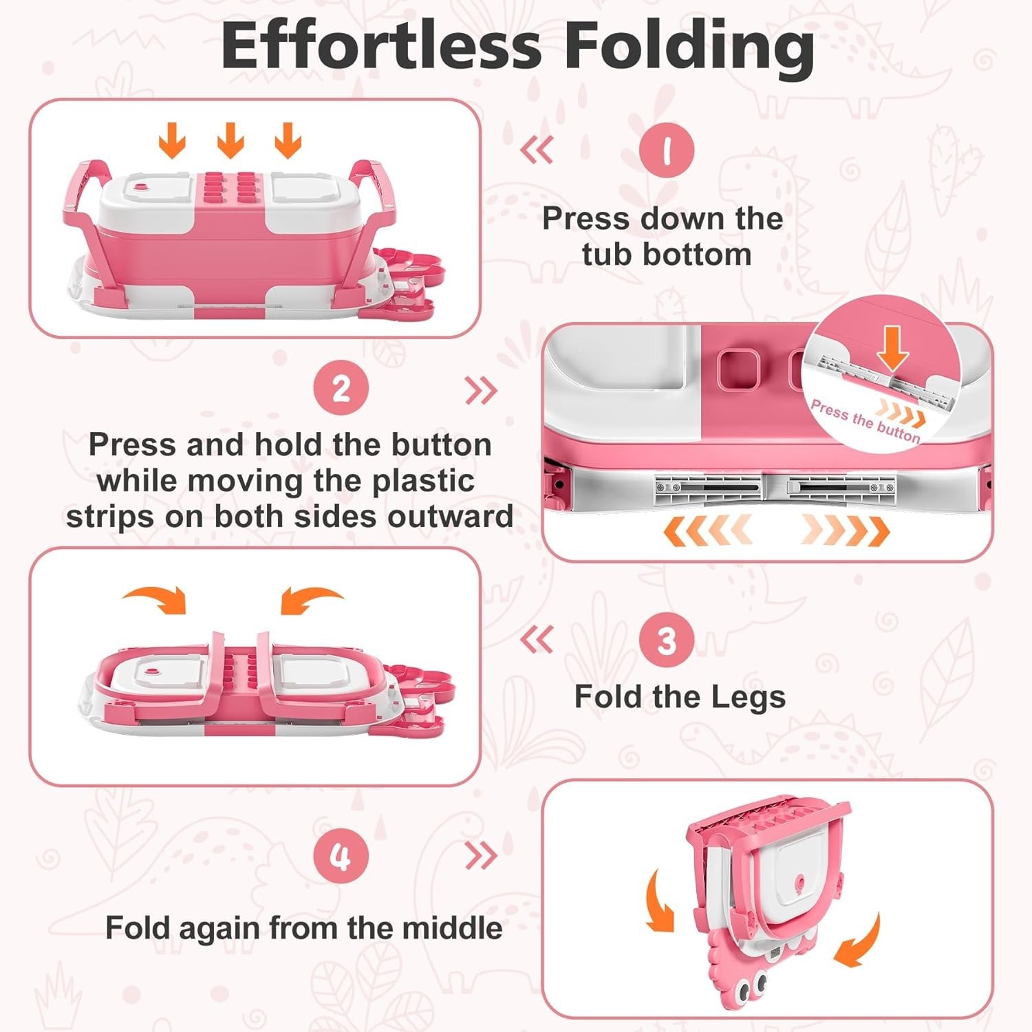 Collapsible Baby Bathtub for Newborn with Thermometer & 1 Hooded Towel & 1 So...